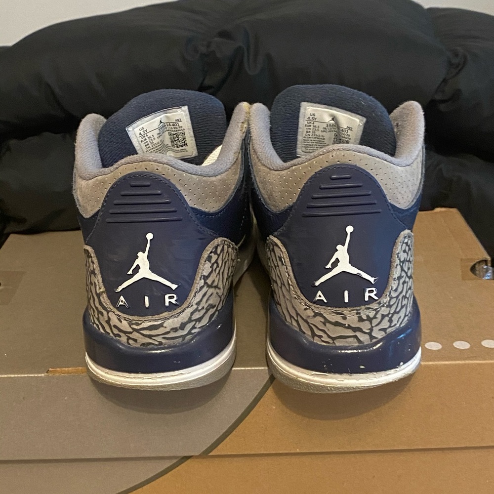Nike Air Jordan 3 Retro Georgetown Blue- 4.5 Y- 6 W - Picture 2 of 14